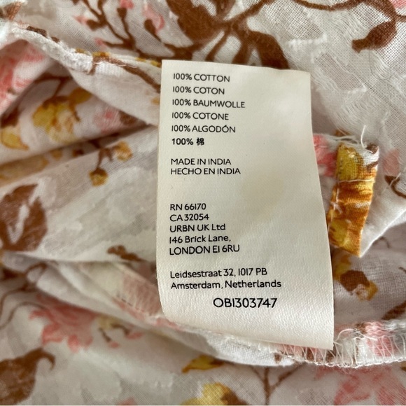 Anthropologie SMALL Harmony Lace Peasant Blouse in Orange Pink Floral Print - Picture 9 of 9